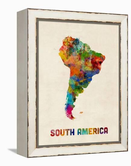 South America Watercolor Map-Michael Tompsett-Framed Stretched Canvas