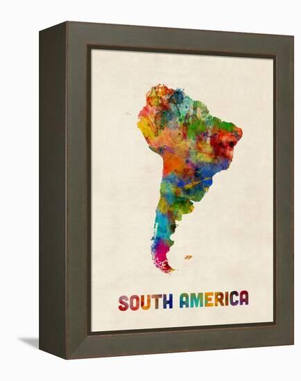 South America Watercolor Map-Michael Tompsett-Framed Stretched Canvas