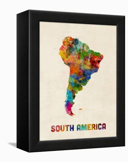 South America Watercolor Map-Michael Tompsett-Framed Stretched Canvas