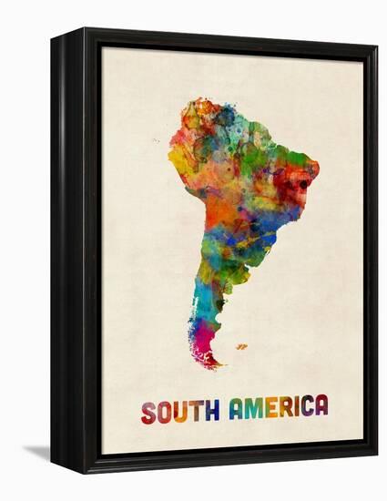 South America Watercolor Map-Michael Tompsett-Framed Stretched Canvas