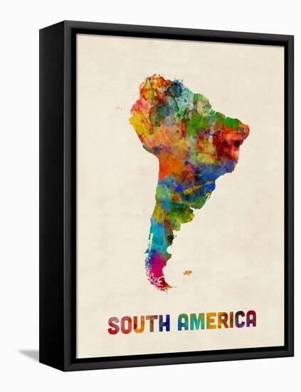 South America Watercolor Map-Michael Tompsett-Framed Stretched Canvas