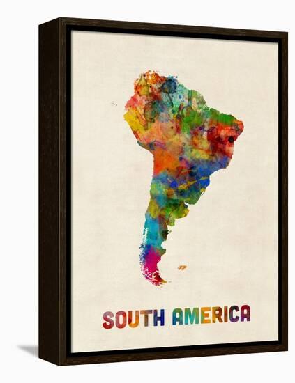 South America Watercolor Map-Michael Tompsett-Framed Stretched Canvas