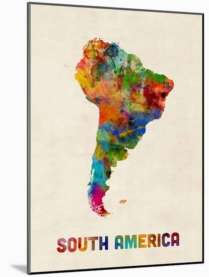 South America Watercolor Map-Michael Tompsett-Mounted Art Print
