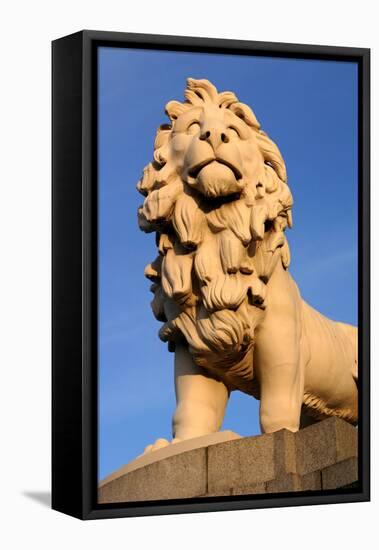 South Bank Lion, London-Peter Thompson-Framed Premier Image Canvas