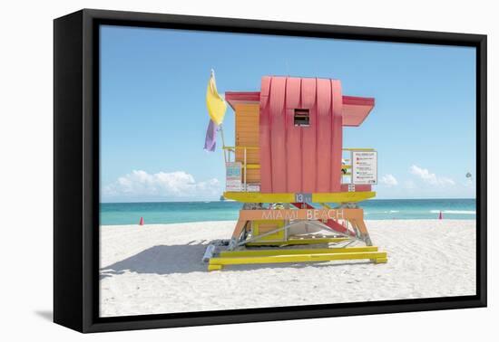 South Beach Lifeguard Chair 13th Street-Richard Silver-Framed Premier Image Canvas