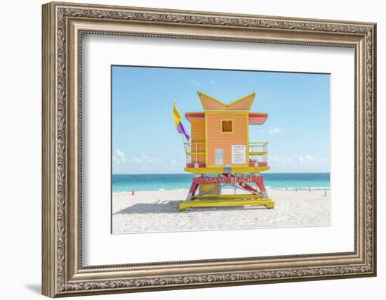 South Beach Lifeguard Chair 3rd Street-Richard Silver-Framed Photographic Print