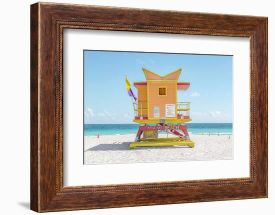 South Beach Lifeguard Chair 3rd Street-Richard Silver-Framed Photographic Print