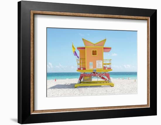 South Beach Lifeguard Chair 3rd Street-Richard Silver-Framed Photographic Print