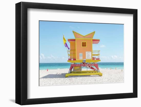 South Beach Lifeguard Chair 3rd Street-Richard Silver-Framed Photographic Print