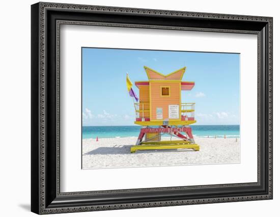 South Beach Lifeguard Chair 3rd Street-Richard Silver-Framed Photographic Print