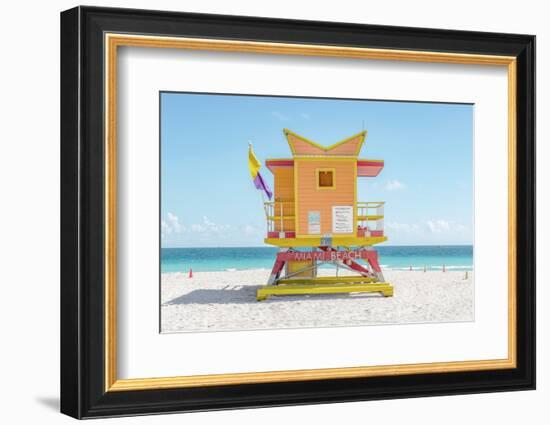 South Beach Lifeguard Chair 3rd Street-Richard Silver-Framed Photographic Print