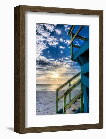 South Beach Miami: a Lifeguard Stand on South Beach During a Sunrise-Brad Beck-Framed Photographic Print