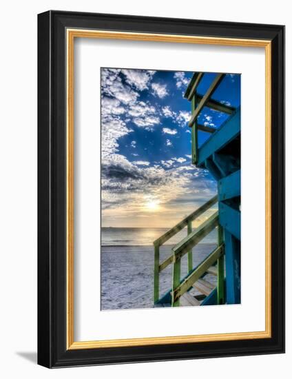 South Beach Miami: a Lifeguard Stand on South Beach During a Sunrise-Brad Beck-Framed Photographic Print