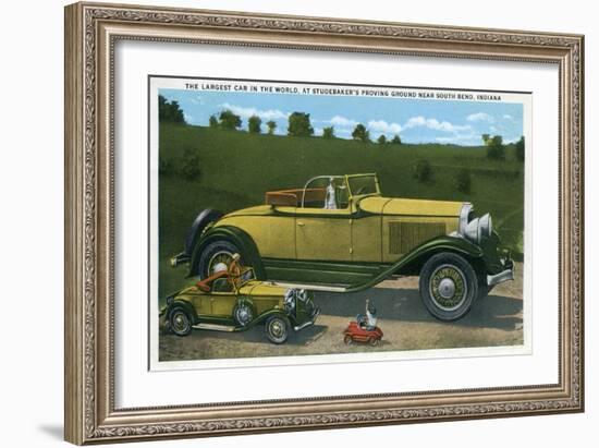 South Bend, Indiana - Largest Car in World, Studebaker Proving Grounds-Lantern Press-Framed Art Print