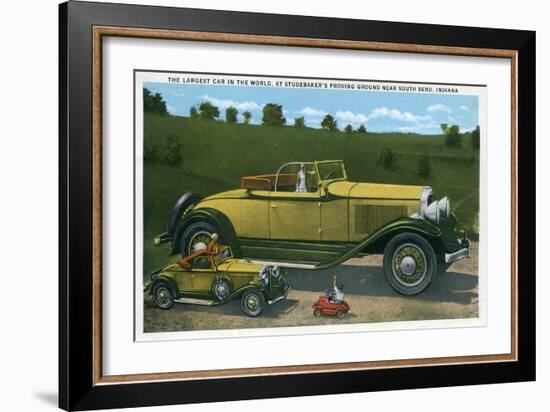 South Bend, Indiana - Largest Car in World, Studebaker Proving Grounds-Lantern Press-Framed Art Print