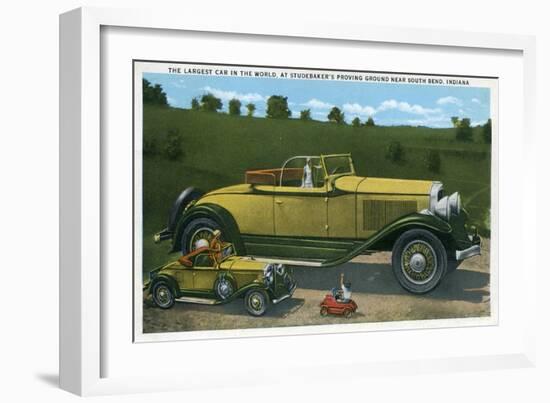 South Bend, Indiana - Largest Car in World, Studebaker Proving Grounds-Lantern Press-Framed Art Print