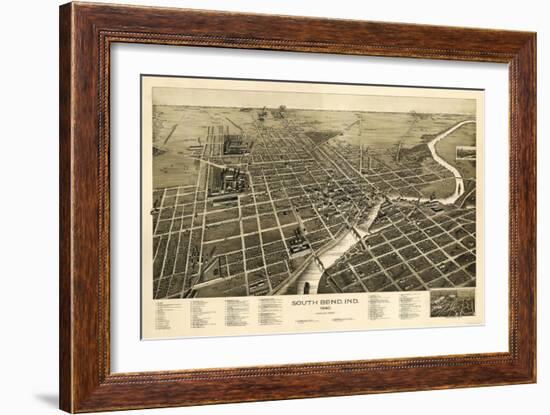 South Bend, Indiana - Panoramic Map-Lantern Press-Framed Art Print