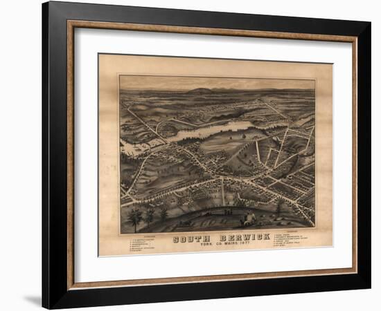 South Berwick, Maine - Panoramic Map-Lantern Press-Framed Art Print