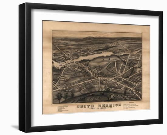 South Berwick, Maine - Panoramic Map-Lantern Press-Framed Art Print
