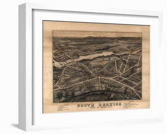 South Berwick, Maine - Panoramic Map-Lantern Press-Framed Art Print