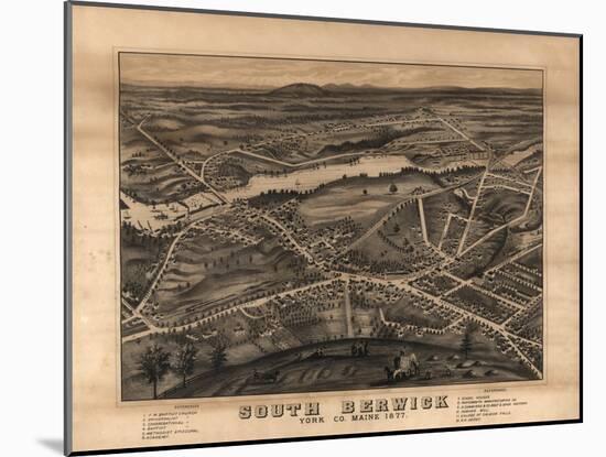 South Berwick, Maine - Panoramic Map-Lantern Press-Mounted Art Print