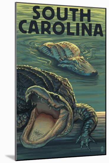 South Carolina - Alligators-Lantern Press-Mounted Art Print