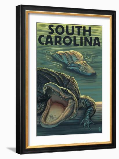 South Carolina - Alligators-Lantern Press-Framed Art Print