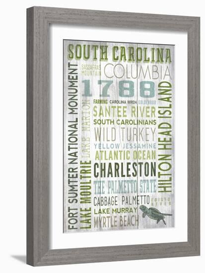 South Carolina - Barnwood Typography-Lantern Press-Framed Art Print
