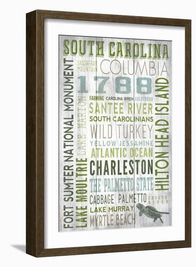 South Carolina - Barnwood Typography-Lantern Press-Framed Art Print