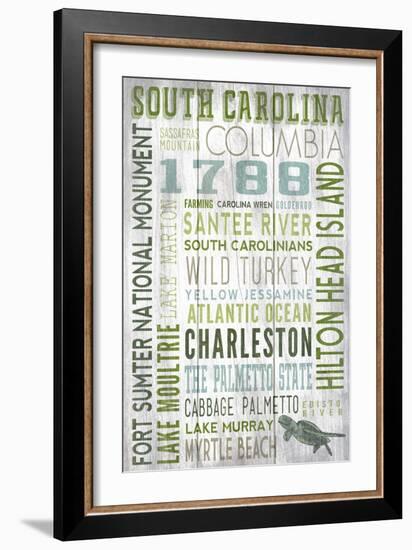 South Carolina - Barnwood Typography-Lantern Press-Framed Art Print