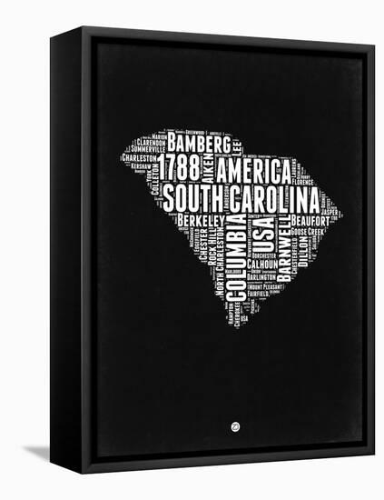 South Carolina Black and White Map-NaxArt-Framed Stretched Canvas