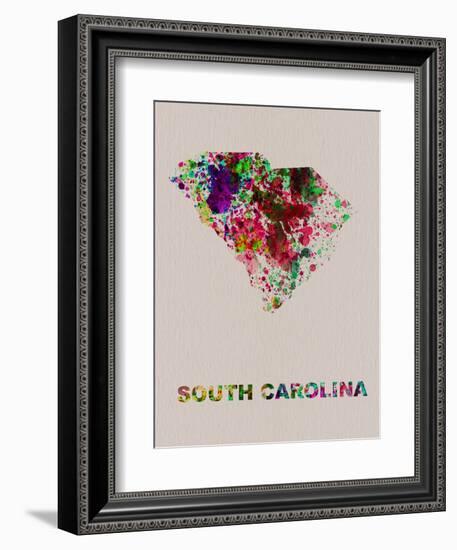 South Carolina Color Splatter Map-NaxArt-Framed Art Print