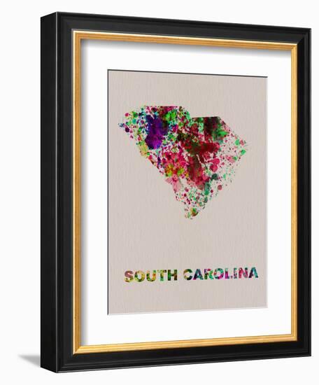 South Carolina Color Splatter Map-NaxArt-Framed Art Print