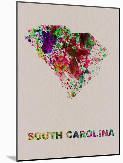 South Carolina Color Splatter Map-NaxArt-Mounted Art Print