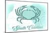 South Carolina - Crab - Teal - Coastal Icon-Lantern Press-Mounted Art Print