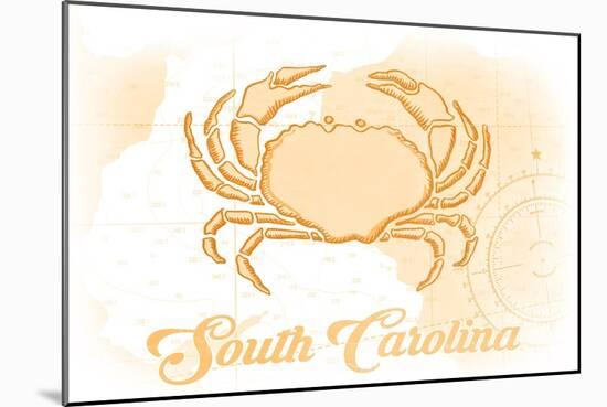 South Carolina - Crab - Yellow - Coastal Icon-Lantern Press-Mounted Art Print