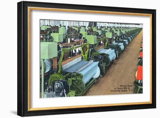 South Carolina - Greenville County Textile Mill Weave Room-Lantern Press-Framed Art Print