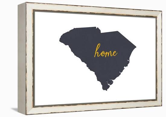 South Carolina - Home State - Gray on White-Lantern Press-Framed Stretched Canvas