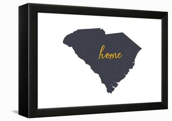 South Carolina - Home State - Gray on White-Lantern Press-Framed Stretched Canvas