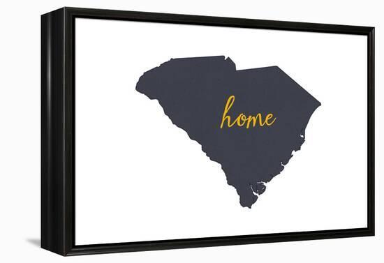 South Carolina - Home State - Gray on White-Lantern Press-Framed Stretched Canvas