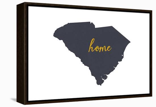 South Carolina - Home State - Gray on White-Lantern Press-Framed Stretched Canvas