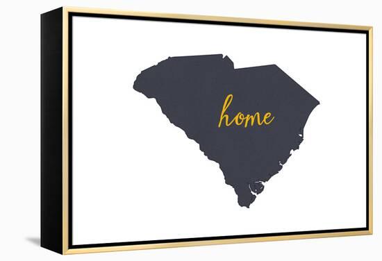 South Carolina - Home State - Gray on White-Lantern Press-Framed Stretched Canvas
