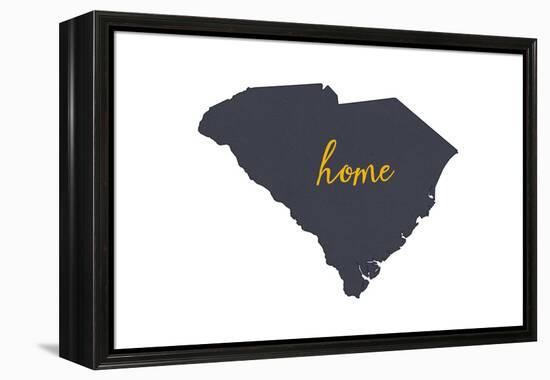 South Carolina - Home State - Gray on White-Lantern Press-Framed Stretched Canvas