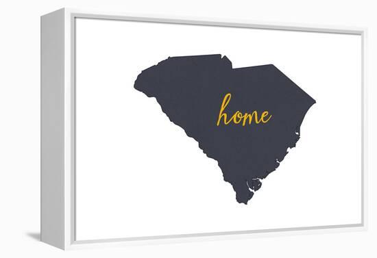 South Carolina - Home State - Gray on White-Lantern Press-Framed Stretched Canvas