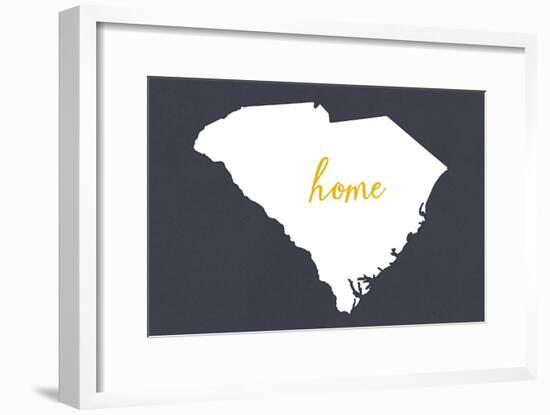 South Carolina - Home State - White on Gray-Lantern Press-Framed Art Print