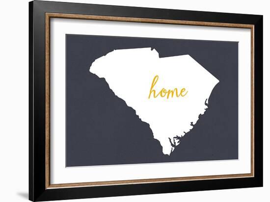 South Carolina - Home State - White on Gray-Lantern Press-Framed Art Print