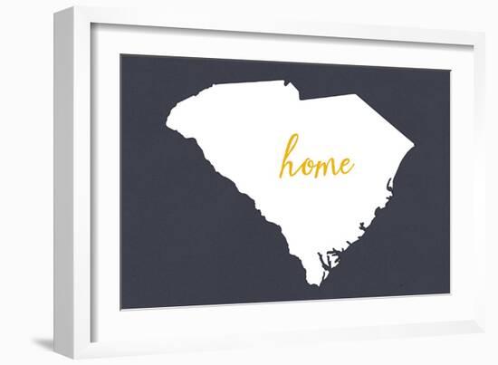 South Carolina - Home State - White on Gray-Lantern Press-Framed Art Print