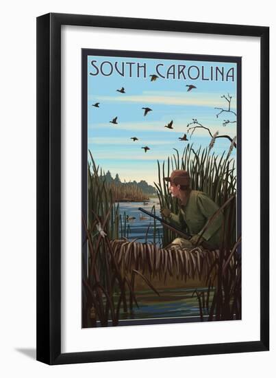 South Carolina - Hunter and Lake-Lantern Press-Framed Art Print