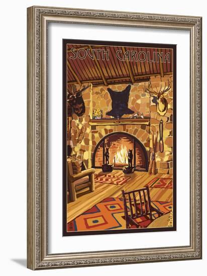 South Carolina - Lodge Interior-Lantern Press-Framed Art Print