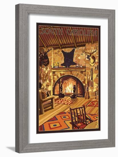 South Carolina - Lodge Interior-Lantern Press-Framed Art Print